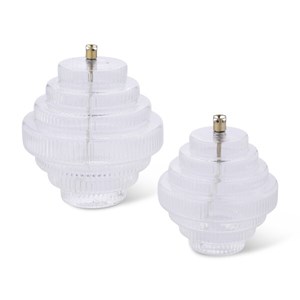 Lampe à huile twin en verre strié