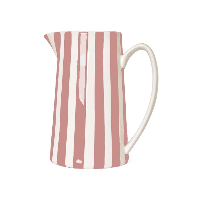 Pichet, carafe ou vase à rayures roses et blanches