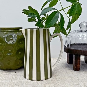 Pichet, carafe ou vase à rayures kaki