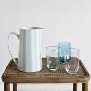 Pichet, carafe ou vase rayures bleu