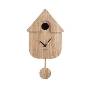 Horloge murale avec coucou bois clair -