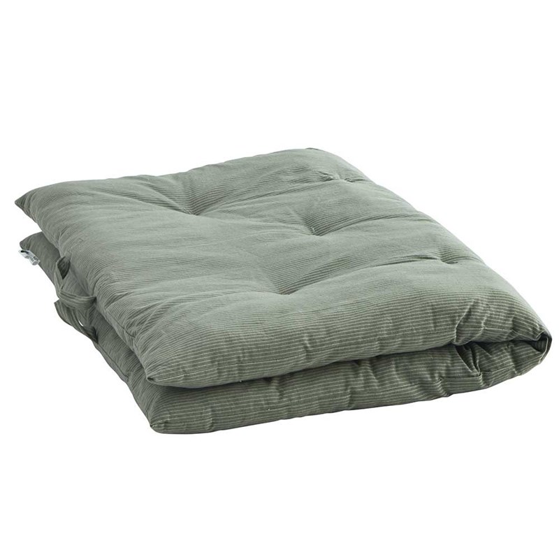 Madam Stoltz - Sur-matelas édredon coton vert jade et gris clair