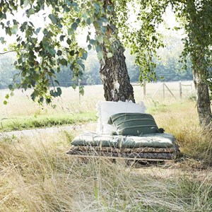 Sur-matelas édredon coton vert jade et