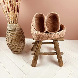 Lot de 3 paniers coloris rose poudré