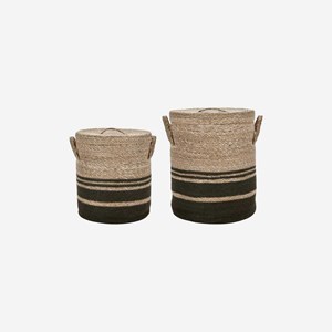 Panier de rangement en herbier et jute