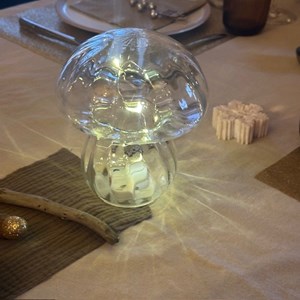 Lampe décorative champi verre strié