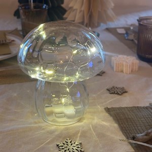 Lampe décorative champi verre strié