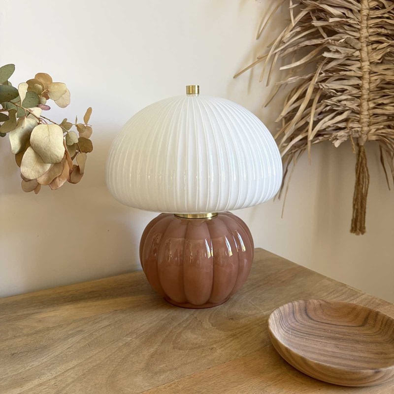 Lampe à poser madeleine verre et céramique marron moka