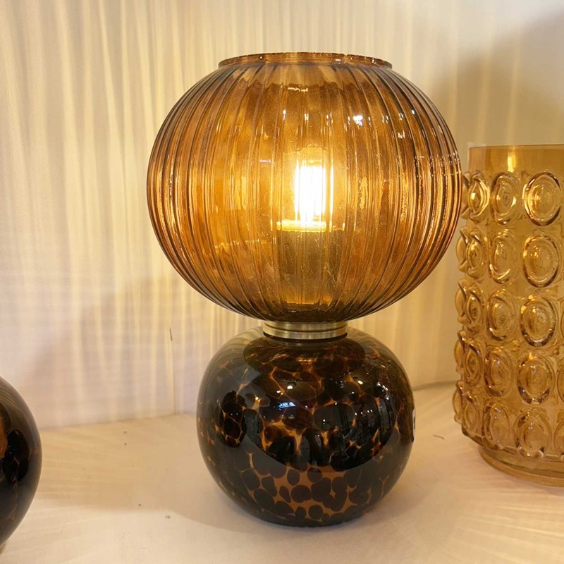 Lampe à poser en verre rétro léopard
