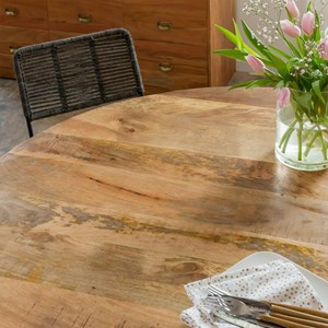 Table à manger ronde en bois de manguier