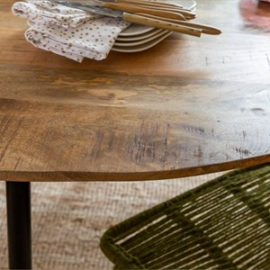 Table à manger ronde en bois de manguier
