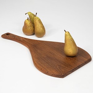 Haricot - planche à découper en teck naturel avec manche