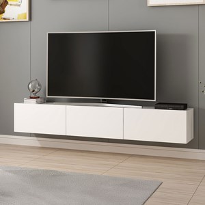 Pary meuble tv suspendu avec placards blanc 180cm