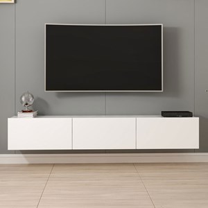 Pary meuble tv suspendu avec placards blanc 180cm