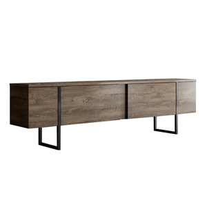 Fropa meuble tv avec placards aspect bois de noyer et détails noirs 180cm