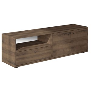 Oaki meuble tv avec placards et niche aspect bois de noyer 136cm
