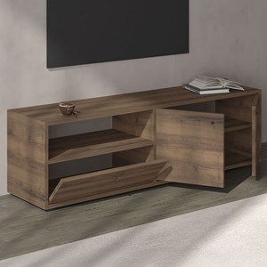 Oaki meuble tv avec placards et niche aspect bois de noyer 136cm