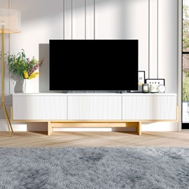 Wopi meuble tv avec placards blanc et bois 180cm