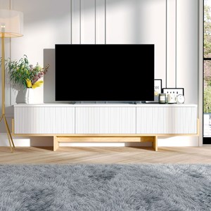 Wopi meuble tv avec placards blanc et bois 180cm
