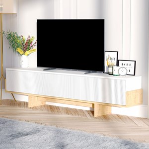 Wopi meuble tv avec placards blanc et bois 180cm