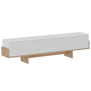 Wopi meuble tv avec placards blanc et bois 180cm