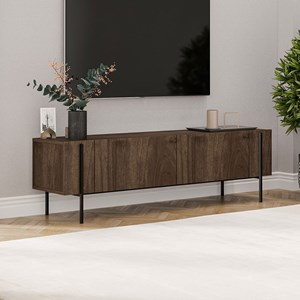 Freno meuble tv avec placards aspect noyer 160cm