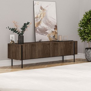 Freno meuble tv avec placards aspect noyer 160cm