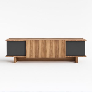 Broni meuble tv design avec placards aspect bois et gris anthracite 180cm