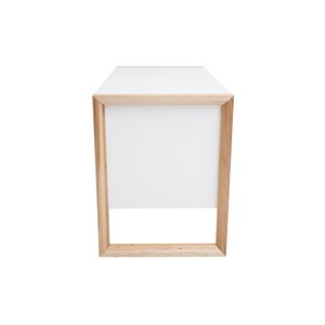 Bureau avec rangements 3 tiroirs blanc mat et bois clair l130 cm armel