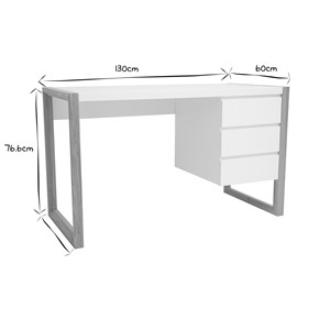 Bureau avec rangements 3 tiroirs blanc mat et bois clair l130 cm armel