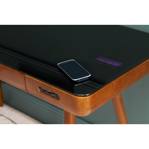 Bureau connecté multimédia avec tiroir en verre noir l120 cm clever