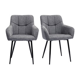 Chaises matelassées en tissu velours texturé gris (lot de 2) montero