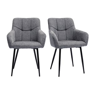 Chaises matelassées en tissu velours texturé gris (lot de 2) montero