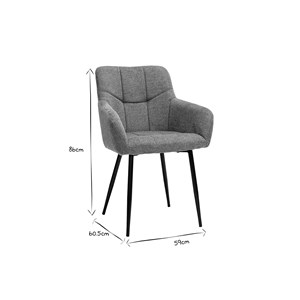 Chaises matelassées en tissu velours texturé gris (lot de 2) montero