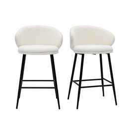 Tabourets de bar tissu effet laine bouclée blanc cassé h86 cm (lot de 2) rosalie