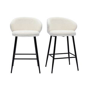 Tabourets de bar tissu effet laine bouclée blanc cassé h86 cm (lot de 2) rosalie