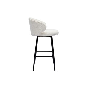 Tabourets de bar tissu effet laine bouclée blanc cassé h86 cm (lot de 2) rosalie