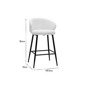 Tabourets de bar tissu effet laine bouclée blanc cassé h86 cm (lot de 2) rosalie