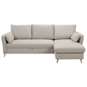 Canapé d'angle convertible réversible avec coffre 3-4 places tissu beige driss
