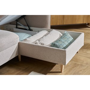Canapé d'angle convertible réversible avec coffre 3-4 places tissu beige driss