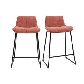 Tabourets de bar en tissu effet velours terracotta h65 cm (lot de 2) boost