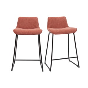 Tabourets de bar en tissu effet velours terracotta h65 cm (lot de 2) boost