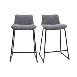 Tabourets de bar en tissu effet velours texturé gris h65 (lot de 2) boost