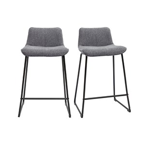 Tabourets de bar en tissu effet velours texturé gris h65 (lot de 2) boost
