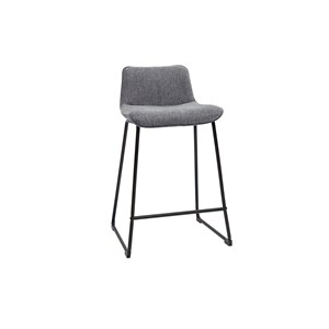 Tabourets de bar en tissu effet velours texturé gris h65 (lot de 2) boost