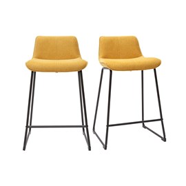 Tabourets de bar en tissu effet velours jaune moutarde h65 cm (lot de 2) boost