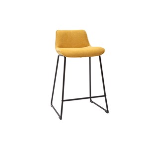 Tabourets de bar en tissu effet velours jaune moutarde h65 cm (lot de 2) boost