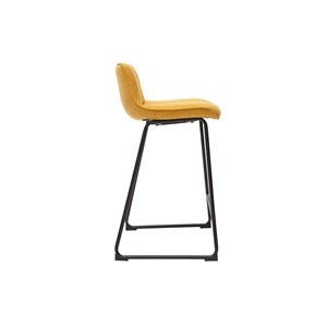 Tabourets de bar en tissu effet velours jaune moutarde h65 cm (lot de 2) boost