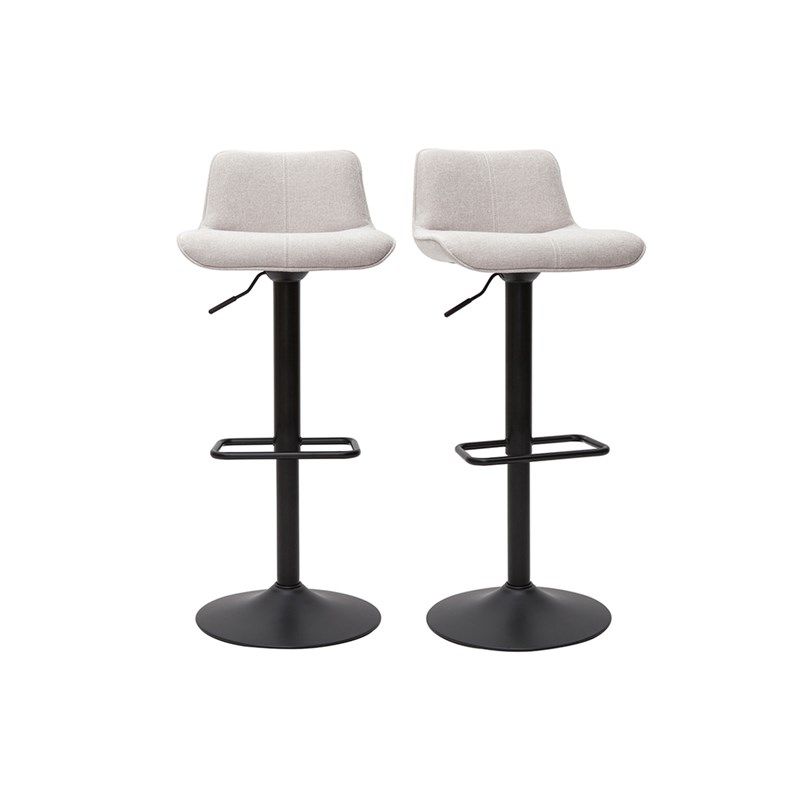 Miliboo - Tabourets de bar réglables en tissu effet velours texturé beige (lot de 2) boost