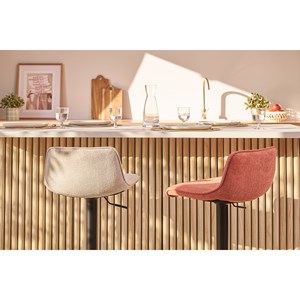 Tabourets de bar réglables en tissu effet velours texturé beige (lot de 2) boost